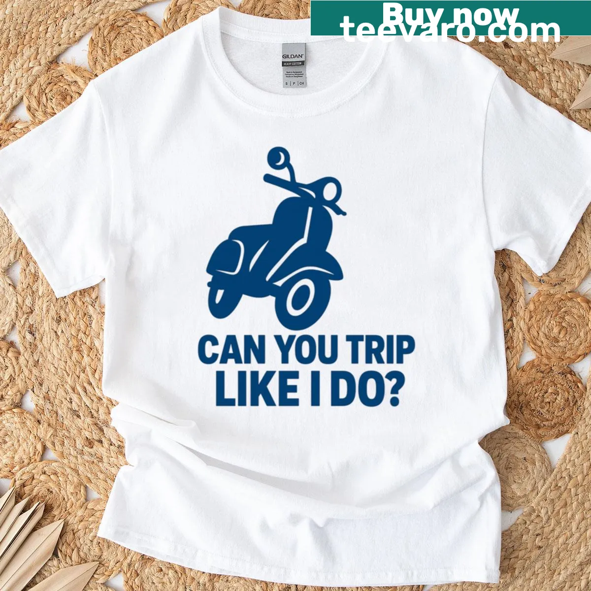 Illustrative biking graphic on a casual T-shirt — on a men's t-shirt