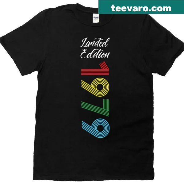 Vintage 1979 born t-shirt celebrating a milestone birthday