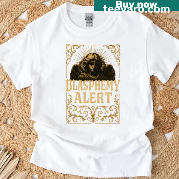 Vintage burgundy t-shirt featuring gothic angel and baroque scrollwork design