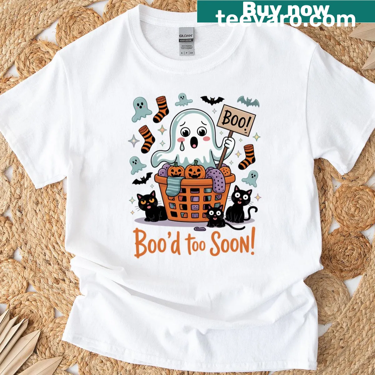 T-shirt with the humorous phrase 'Bood Too Soon' in fun typography. — on a men's t-shirt