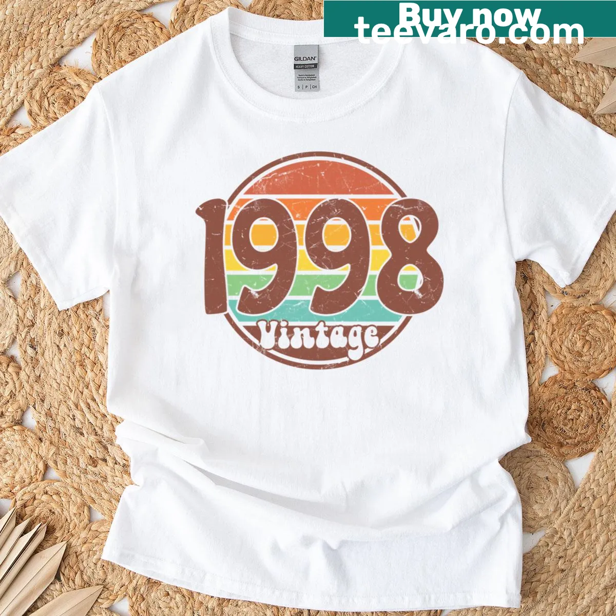 Simple vintage birthday t-shirt for those born in 1998 — on a men's t-shirt