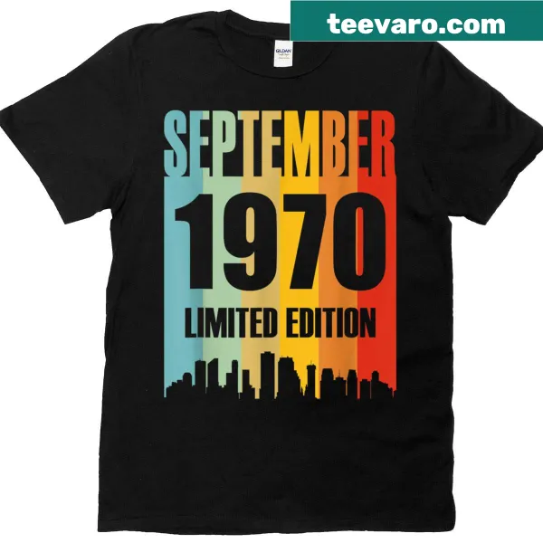 Vintage distressed t-shirt celebrating September 1970 birth