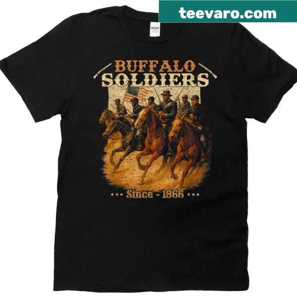 Graphic honoring Buffalo Soldiers on an African American culture t-shirt