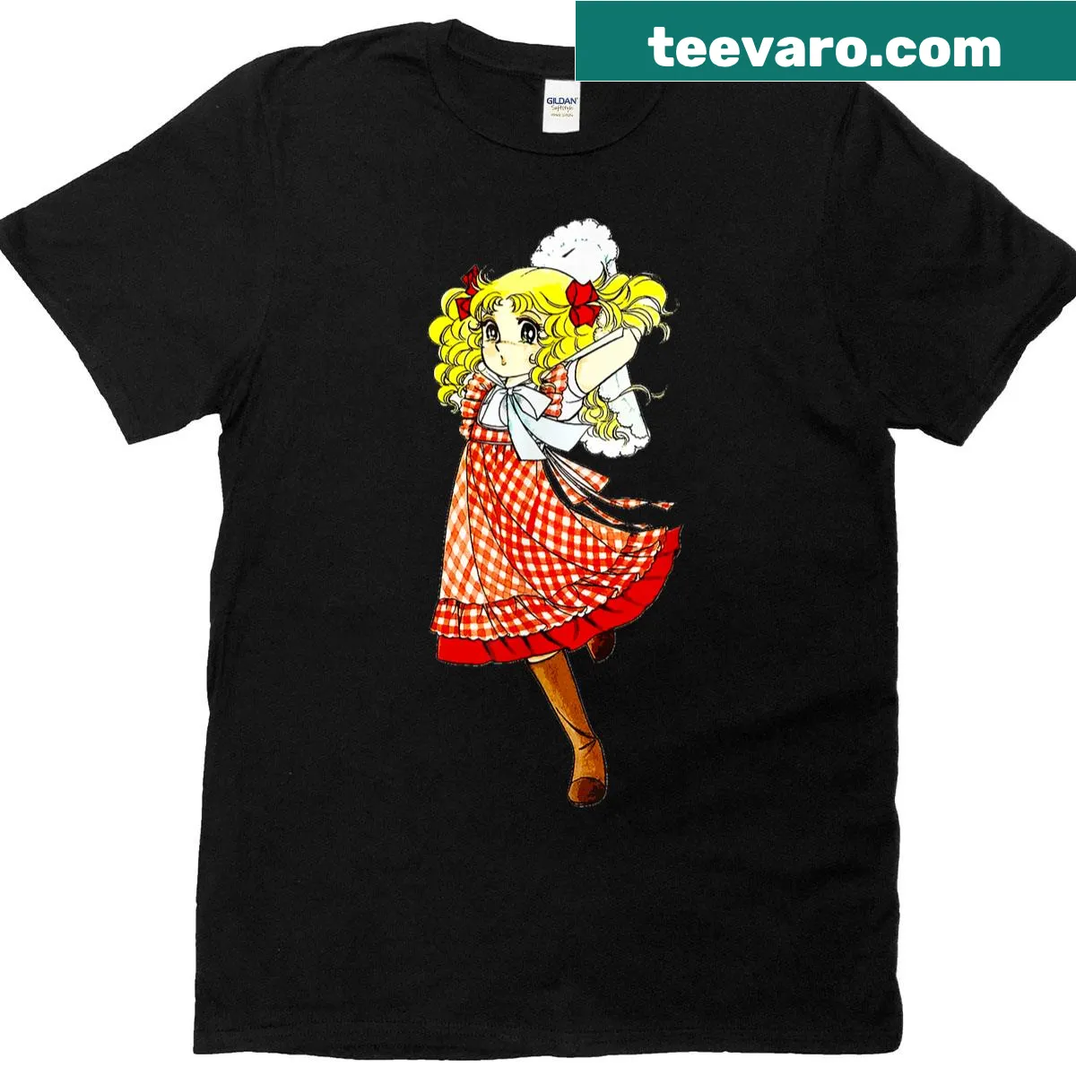 80s retro Candy Candy anime graphic on a vintage t-shirt — on a men's t-shirt