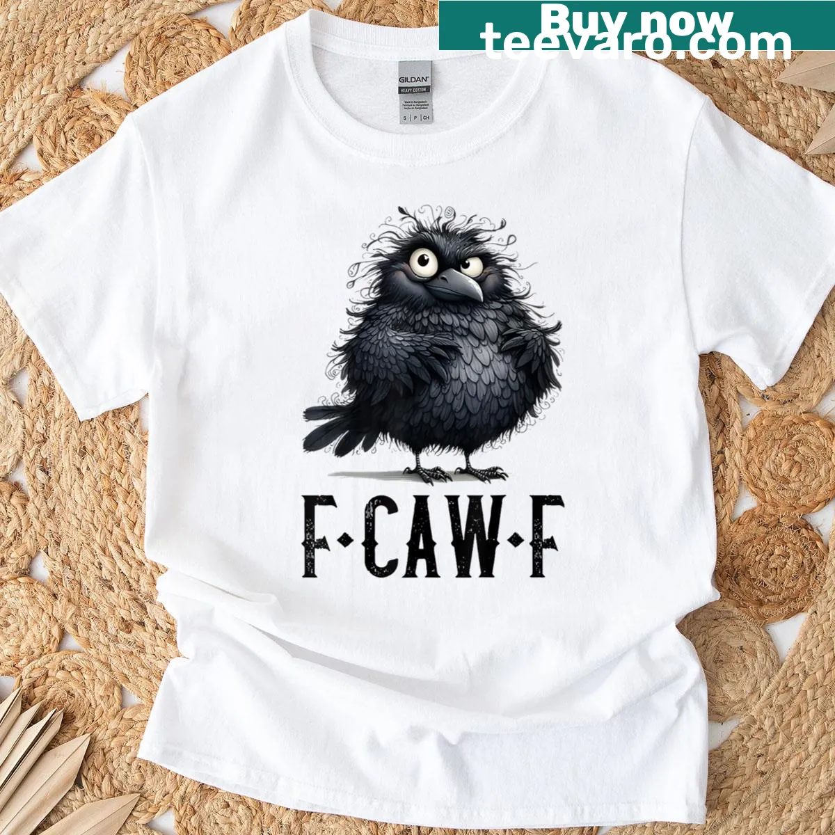 Edgy 'Cawing' typography graphic T-shirt — on a men's t-shirt