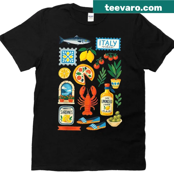 Vintage seafood themed design capturing coastal vibes on a t-shirt