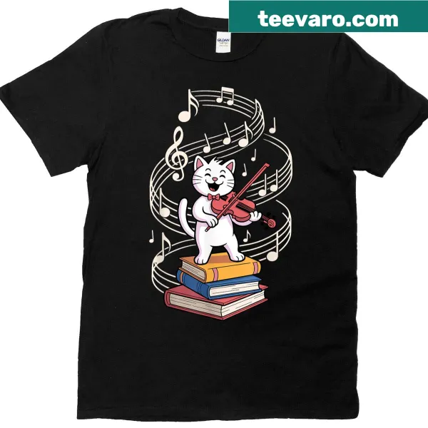 Illustrated T-shirt featuring a violin graphic for music lovers