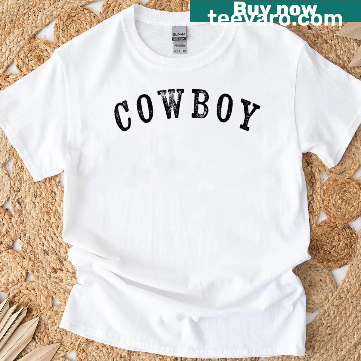 Vintage rodeo cowgirl illustration on T-shirt — on a men's t-shirt