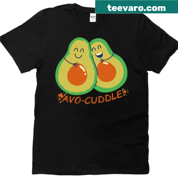 Cartoon avocados hugging on a cute Avo-cuddle T-shirt