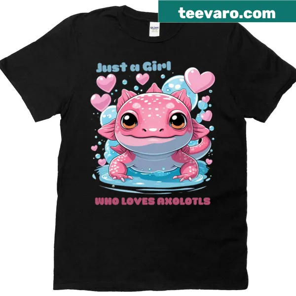 Adorable axolotl saying hello on oversized T-shirt for kids