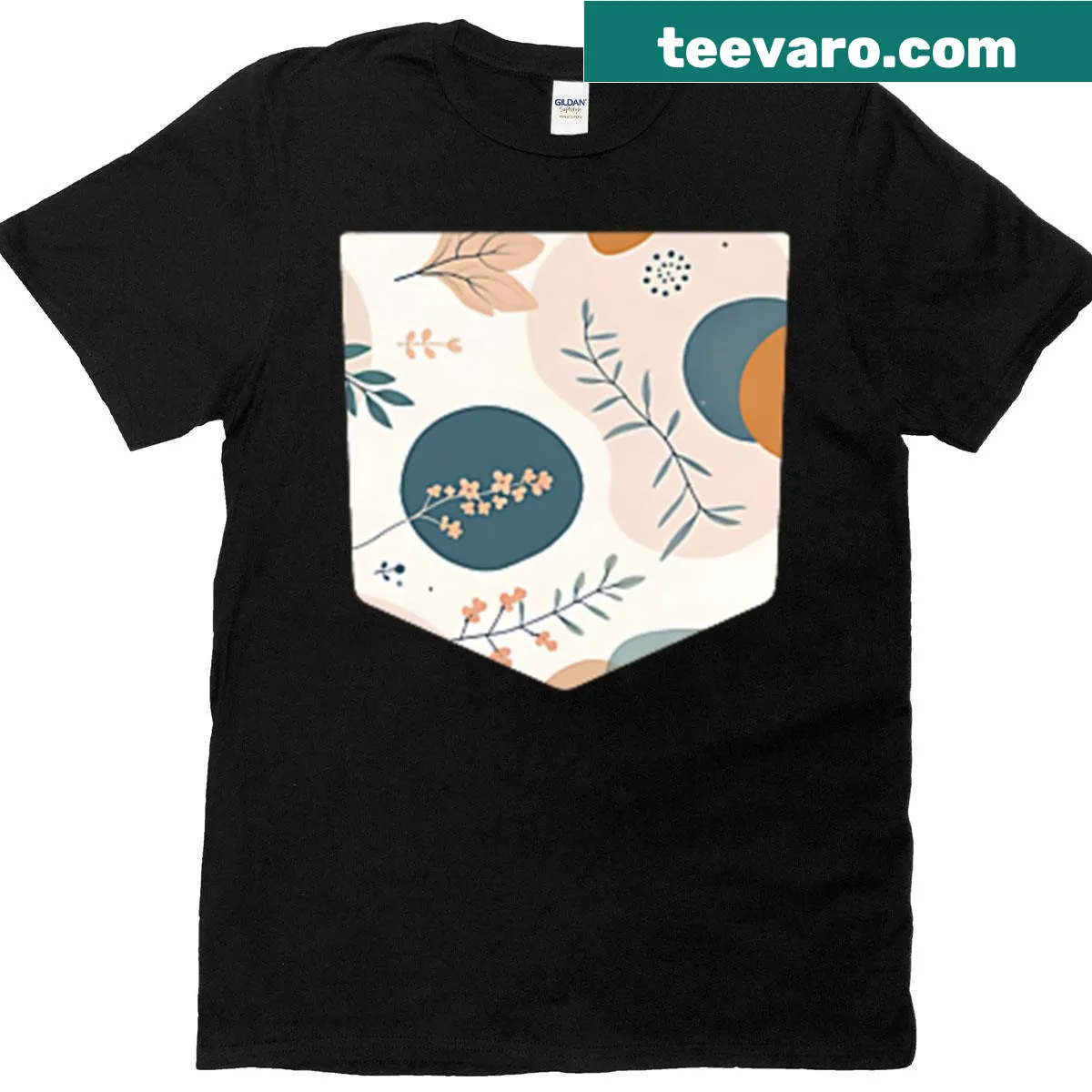 Boho floral abstract design T-shirt for minimalist aesthetics. — on a men's t-shirt