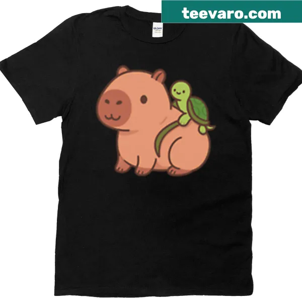 Illustration of a capybara with a turtle bag in a cute style