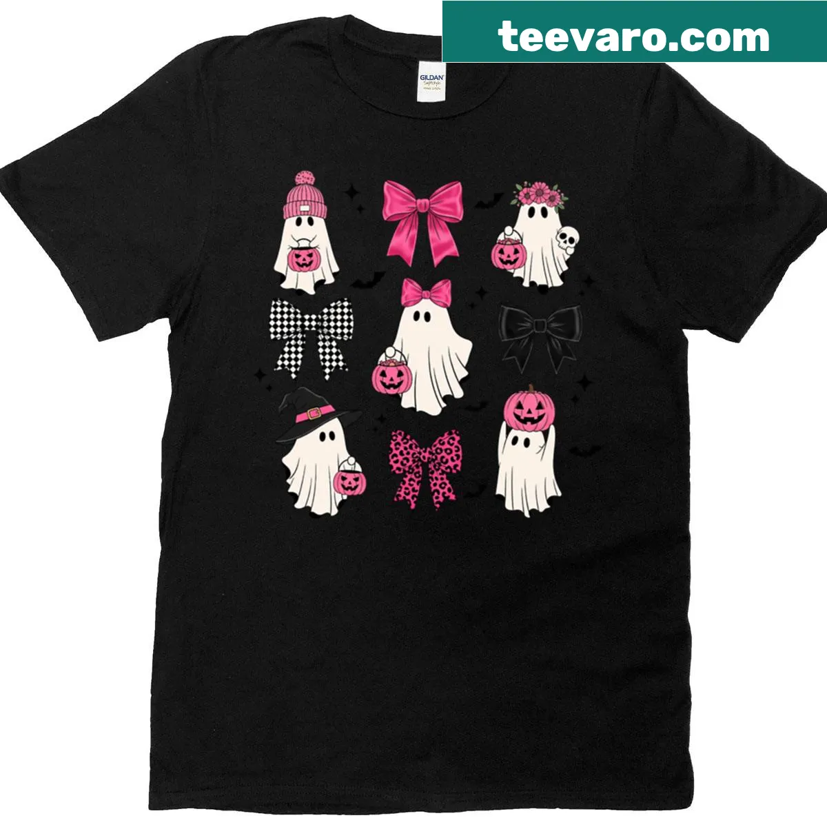 Cartoon ghost design T-shirt for Halloween festivities — on a men's t-shirt