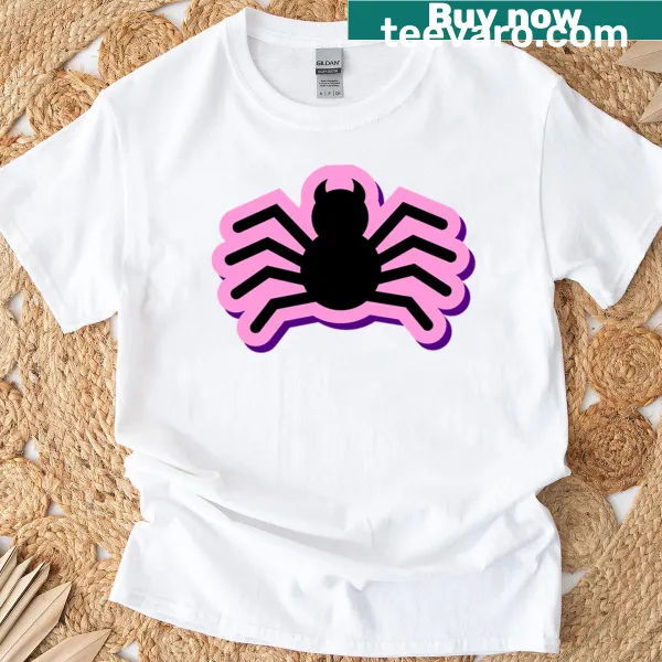 Kawaii T-shirt with a cute horned spider design and pink accents