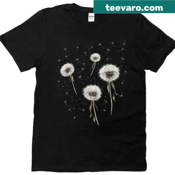 Dandelion puff ball with flying seeds graphic tee