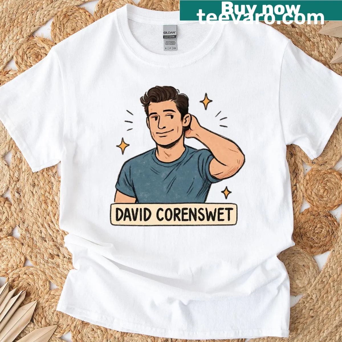 Oversized T-shirt featuring a hand-drawn design of David Corenswet — on a men's t-shirt