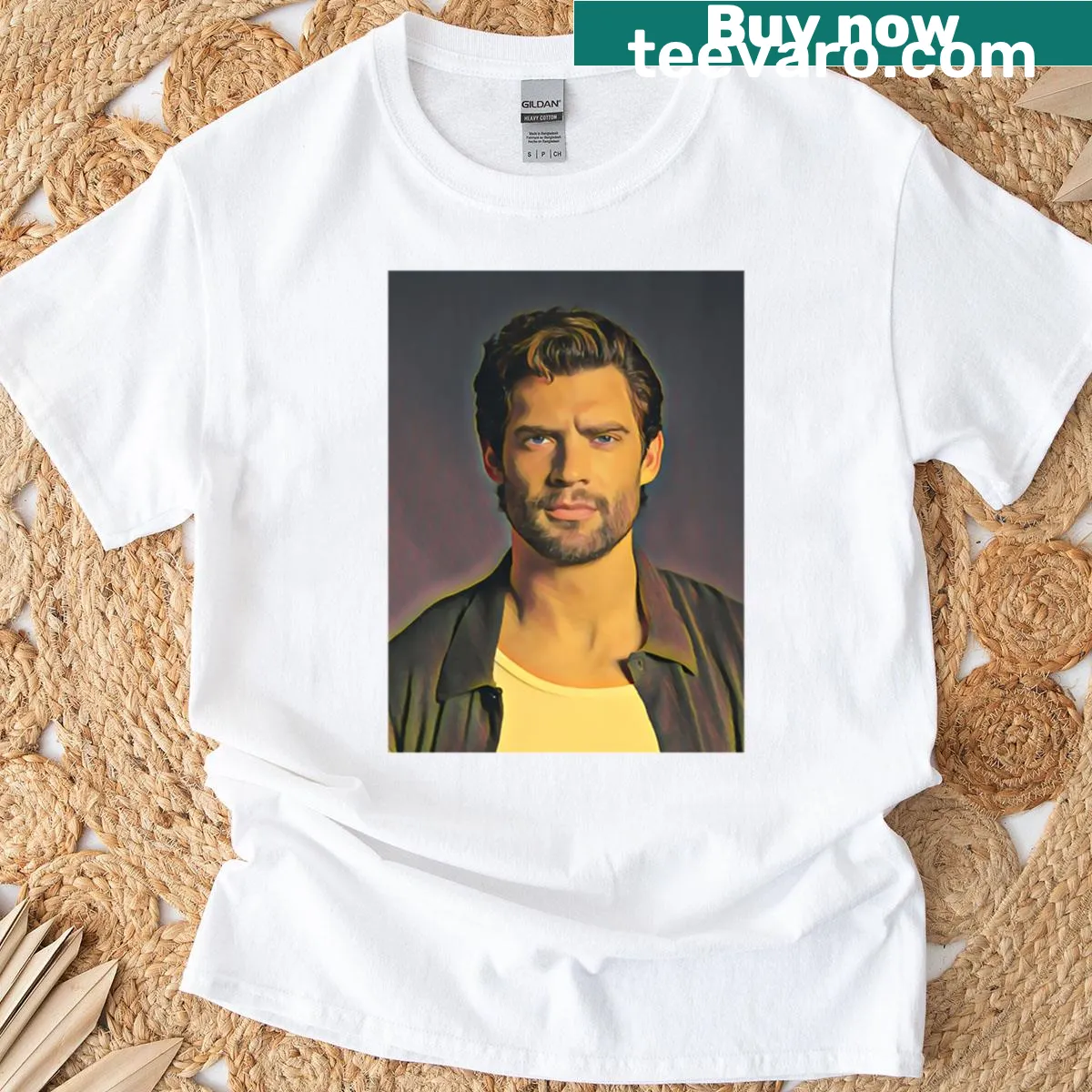 Oversized T-shirt featuring a portrait of David Corenswet — on a men's t-shirt