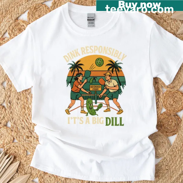 Funny T-shirt featuring a pun with a dill pickle illustration