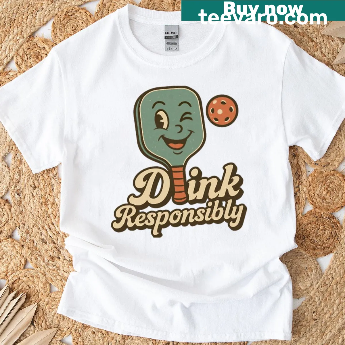 Funny retro Dink Responsibly pickleball design on a T-shirt — on a men's t-shirt