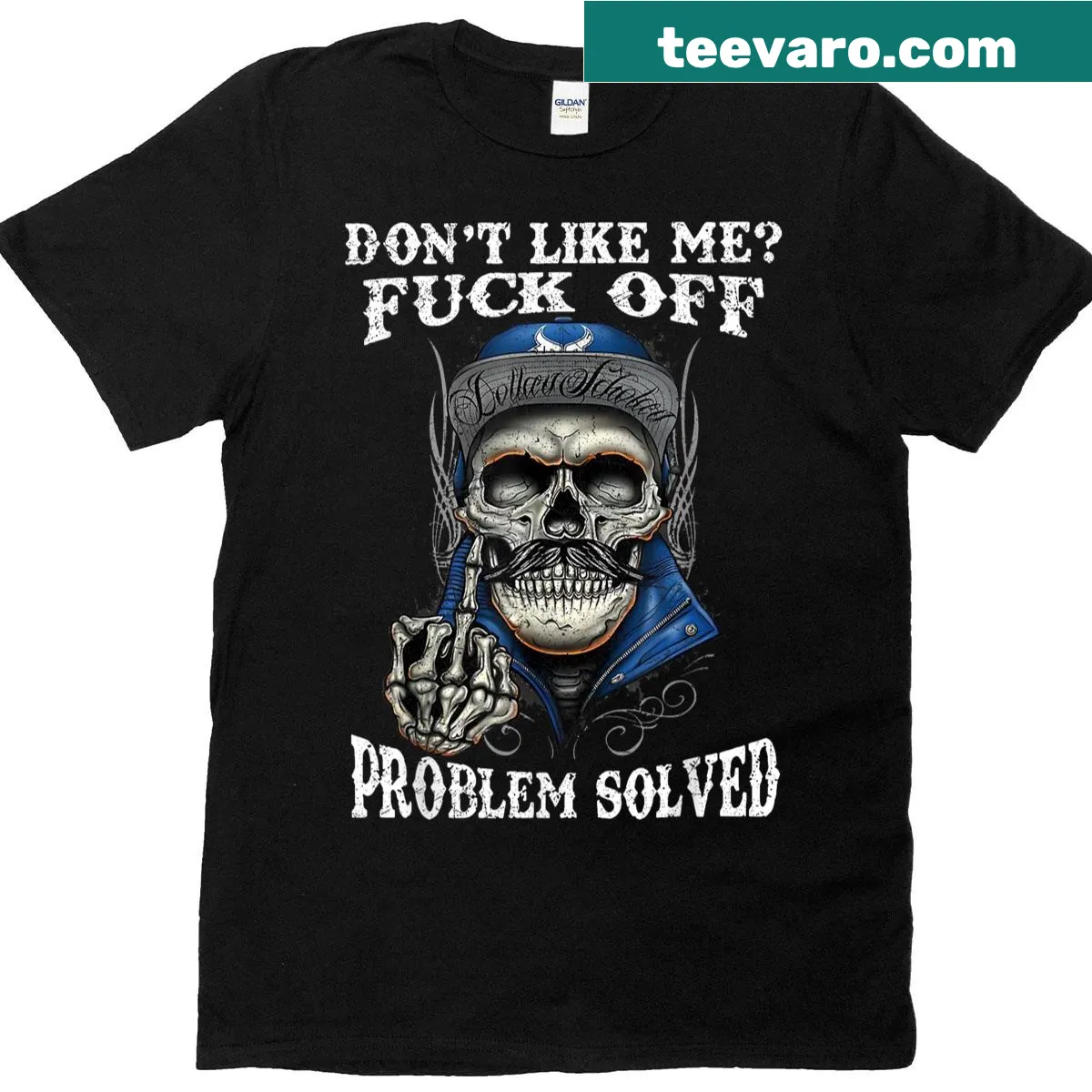 Skull graphic T-shirt with sarcastic message — on a men's t-shirt