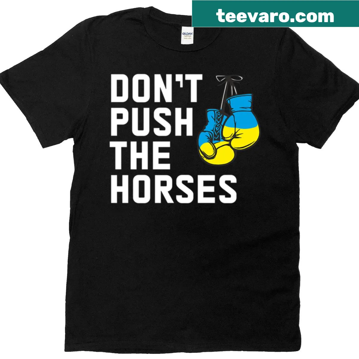 T-shirt with boxing gloves and Ukrainian flag design — on a men's t-shirt
