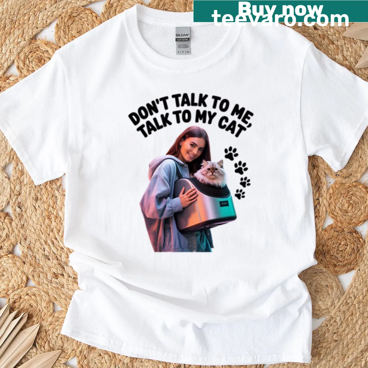 Sassy cat lover tee with bold text — on a men's t-shirt