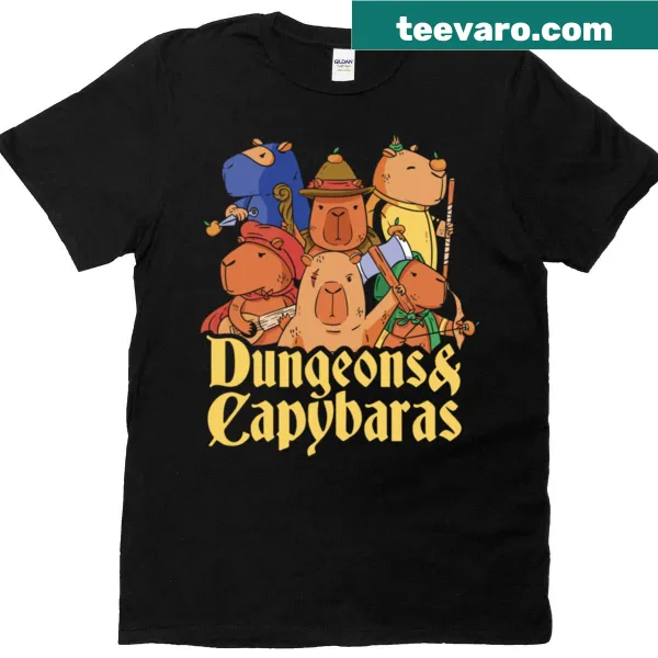 T-shirt with playful 'Dungeons And Capybaras' text and design