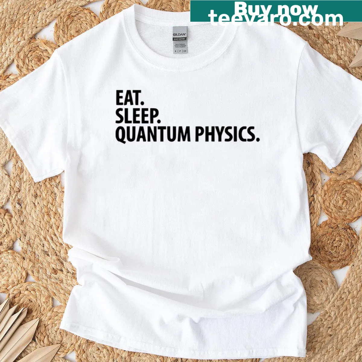 T-shirt with a slogan related to quantum physics — on a men's t-shirt