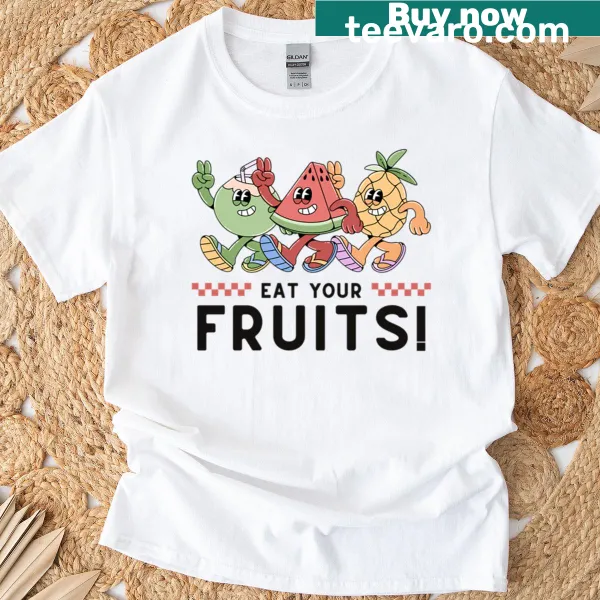 Typography design encouraging healthy eating with fruits