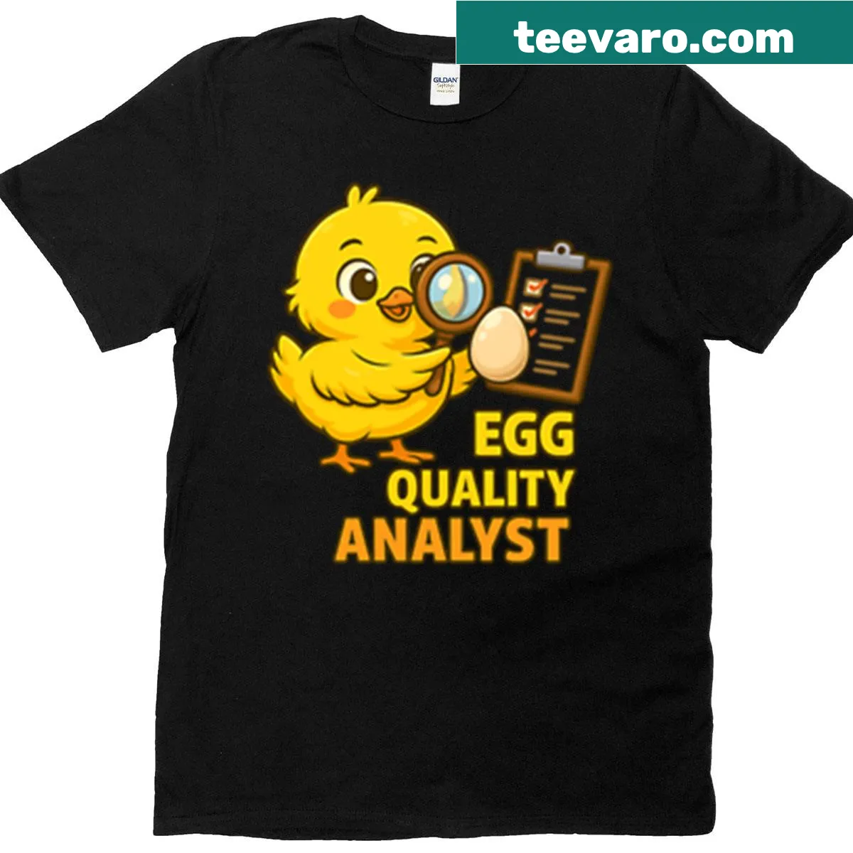 Funny t-shirt for egg quality analysts featuring poultry lab design — on a men's t-shirt