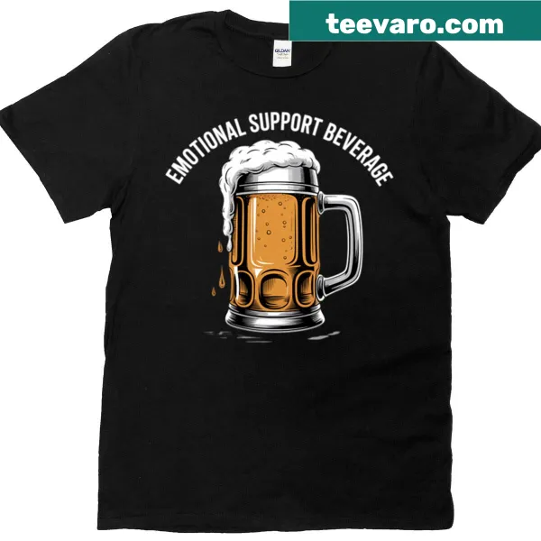 Funny T-shirt with 'Emotional Support Beer' graphic