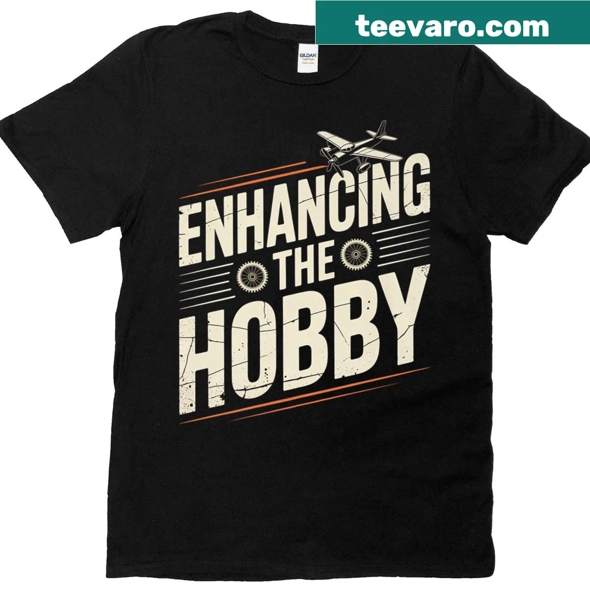Vintage aviation-themed t-shirt with an airplane graphic — on a men's t-shirt