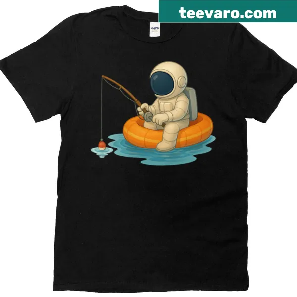 T-shirt depicting serene fishing scene with a whimsical void theme