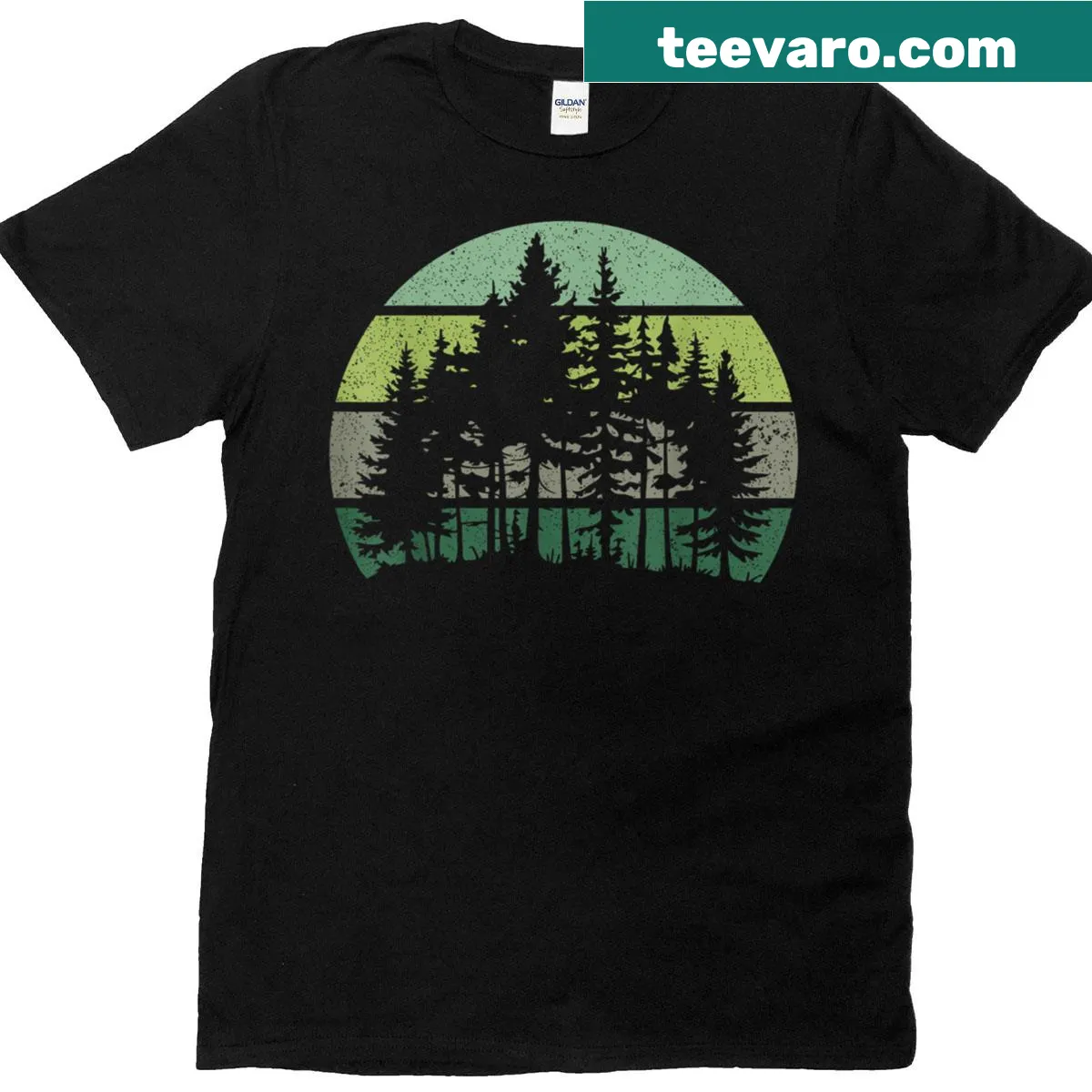 Retro t-shirt featuring a forest design for outdoor enthusiasts — on a men's t-shirt