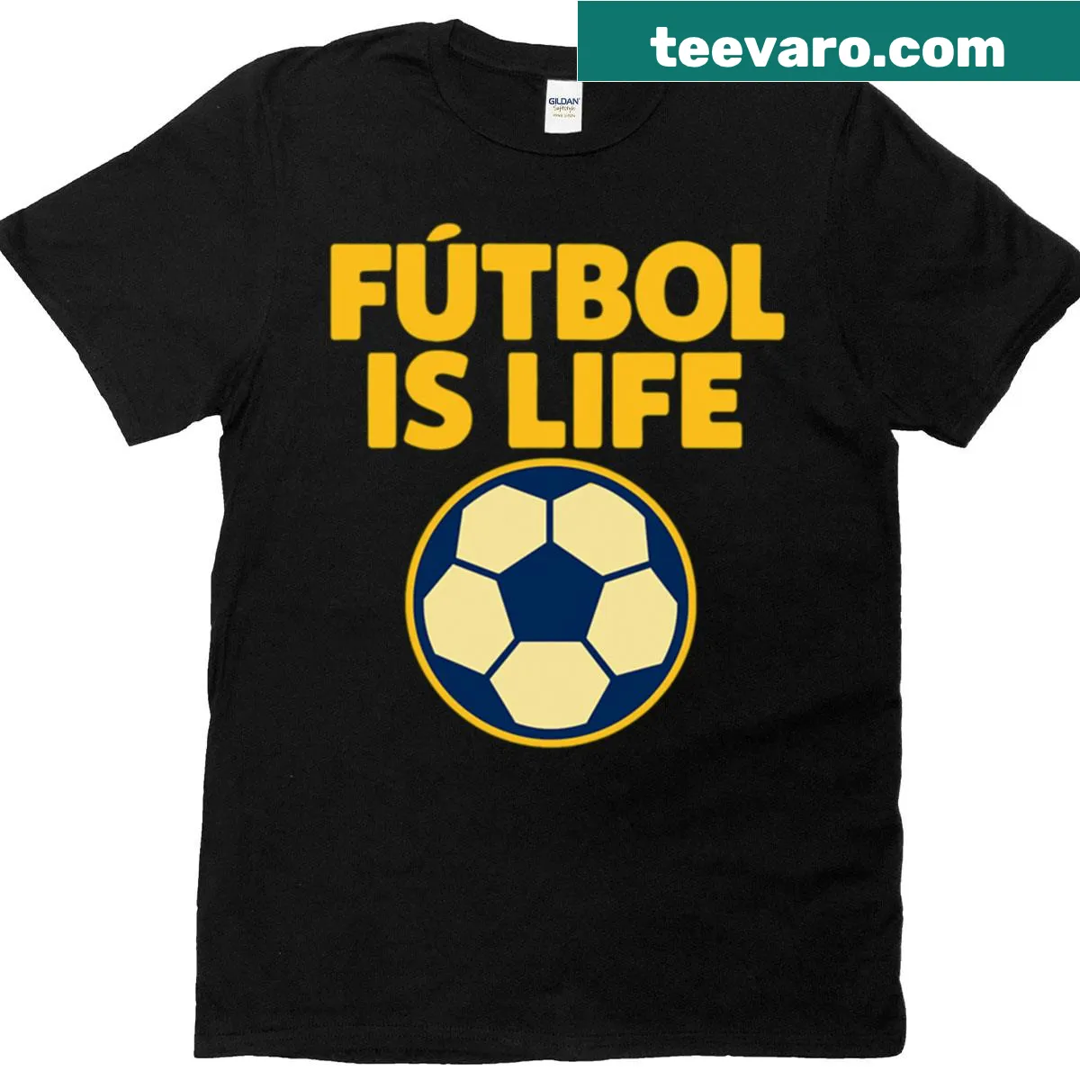 Text declaration of 'Ftbol Is Life' on a T-shirt — on a men's t-shirt