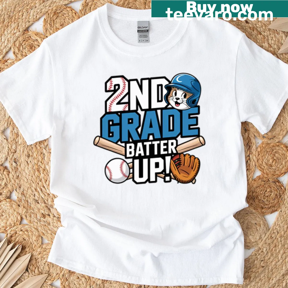 Cartoon baseball batter on a humorous school sports t-shirt — on a men's t-shirt