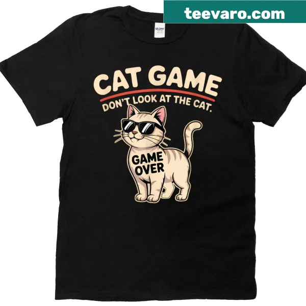 Cat-themed t-shirt with funny graphics for cat lovers.