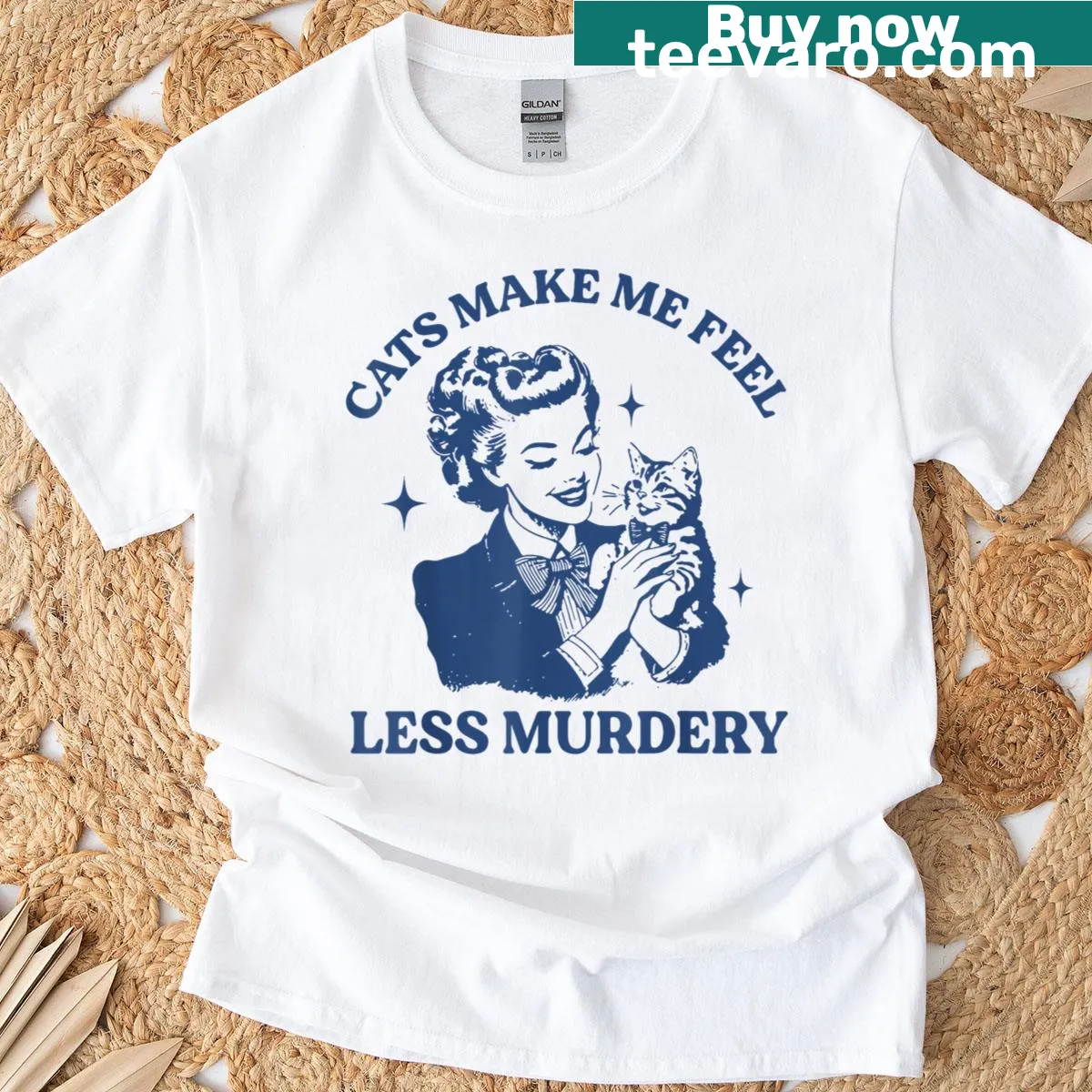 Sarcastic cat lovers t-shirt with humorous saying — on a men's t-shirt