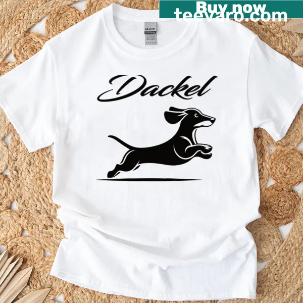 Funny dachshund t-shirt highlighting the dog's humor and shape