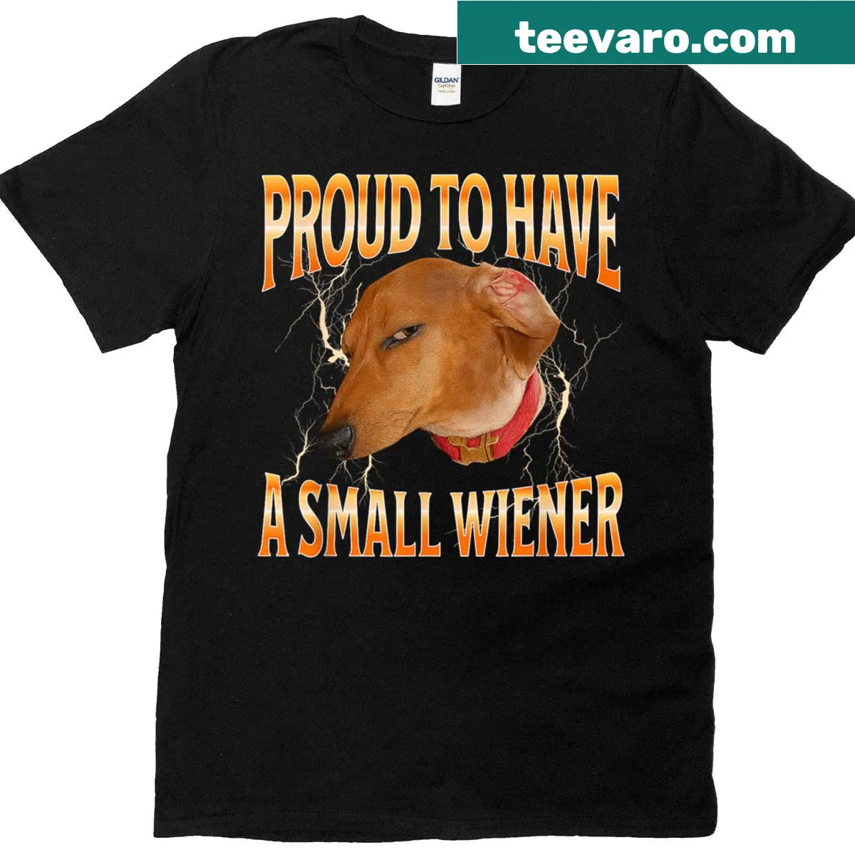 Cartoon t-shirt featuring a funny dog meme for dog lovers — on a men's t-shirt