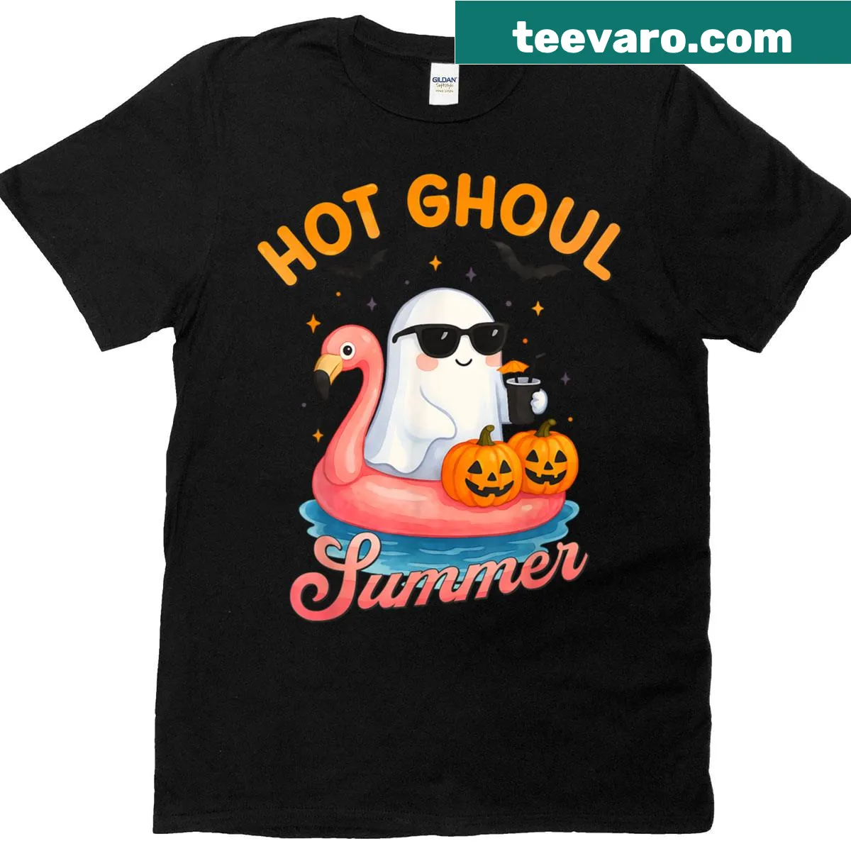 Funny Hot Ghoul Summer t-shirt with spooky beach-themed graphic — on a men's t-shirt