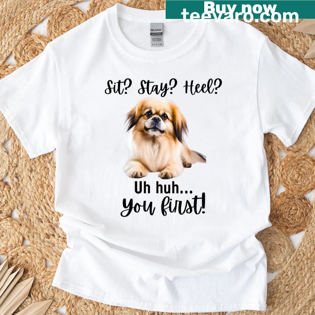 Sassy dog training phrases for Pekingese lovers — on a men's t-shirt