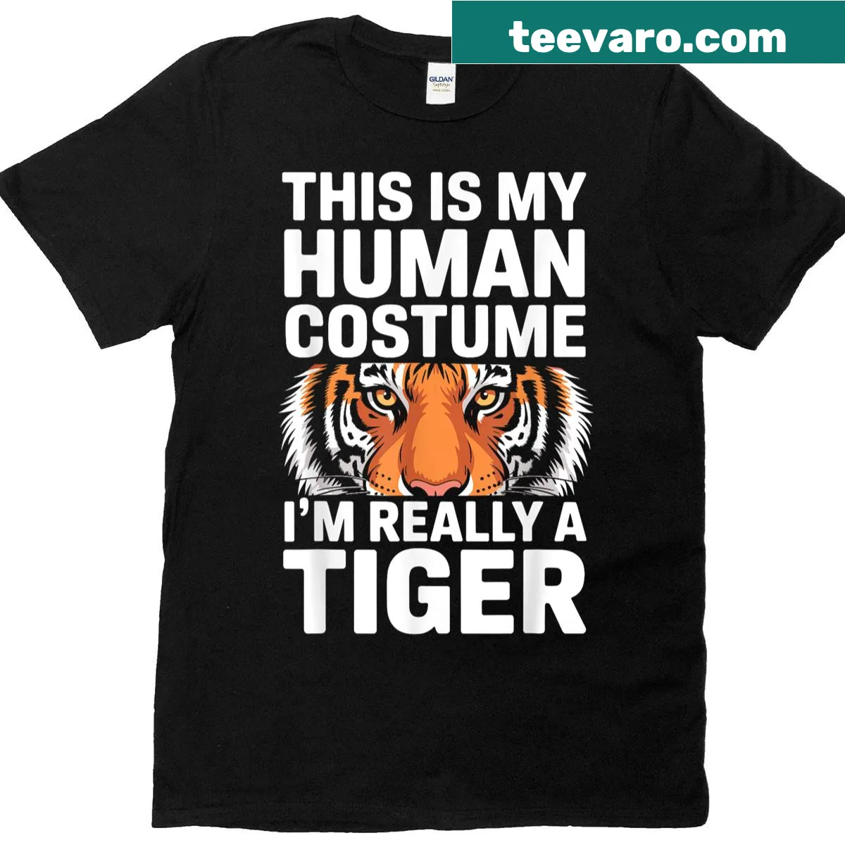 Playful tiger illustration on a safari-themed t-shirt — on a men's t-shirt