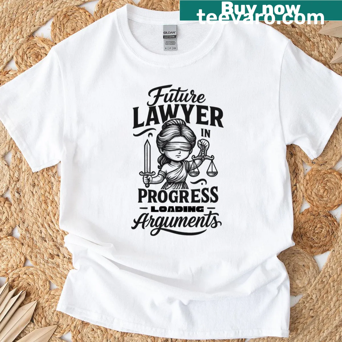 Future Lawyer In Progress t-shirt with motivational text — on a men's t-shirt