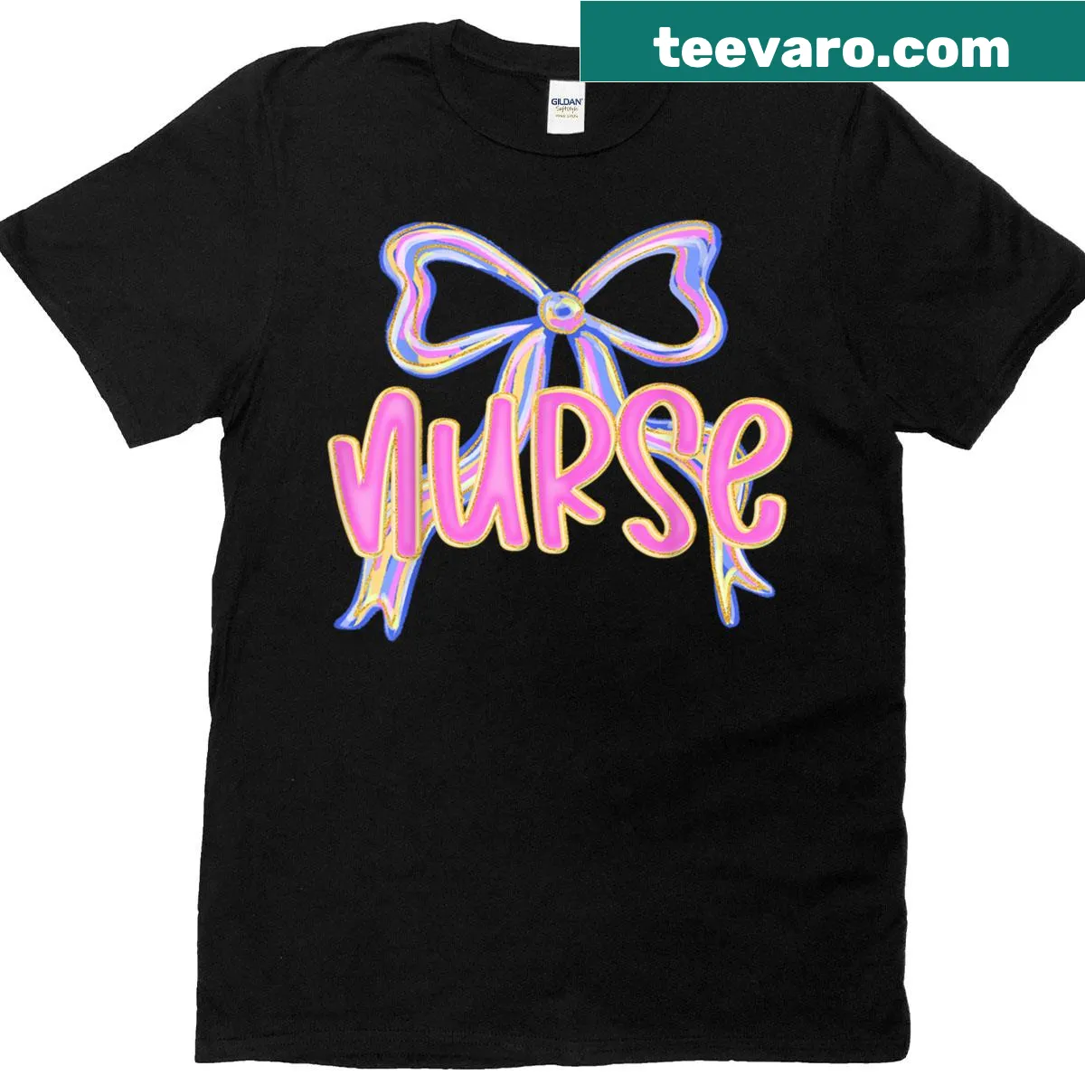 T-shirt with a coquette bow graphic and text for nurse appreciation — on a men's t-shirt