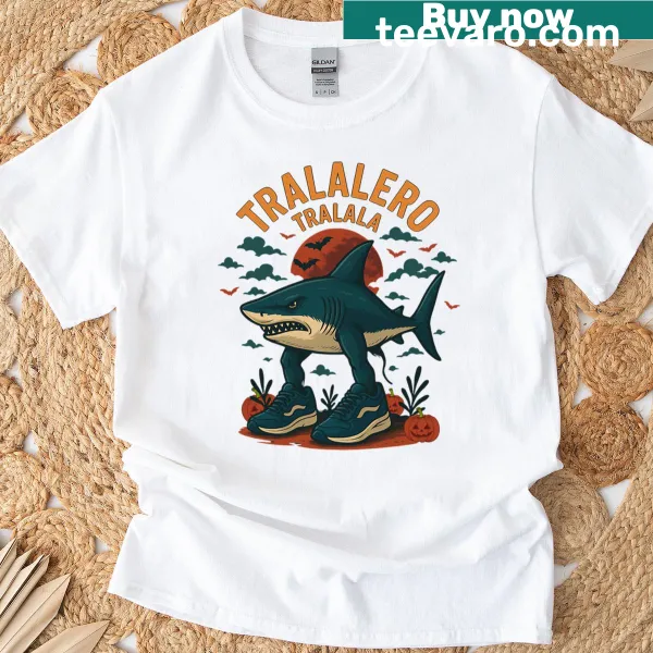 Funny Halloween T-shirt with shark design and Italian memes