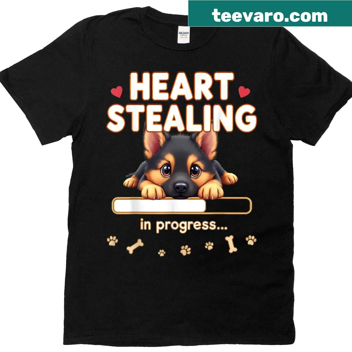 Adorable illustration of a German Shepherd puppy on a t-shirt — on a men's t-shirt