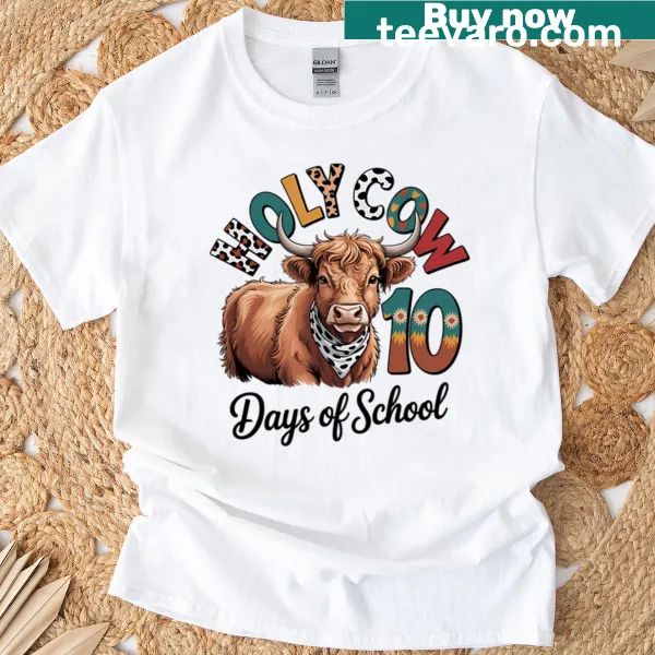Illustrated cow graphic with '100 Days Smarter' text for teachers