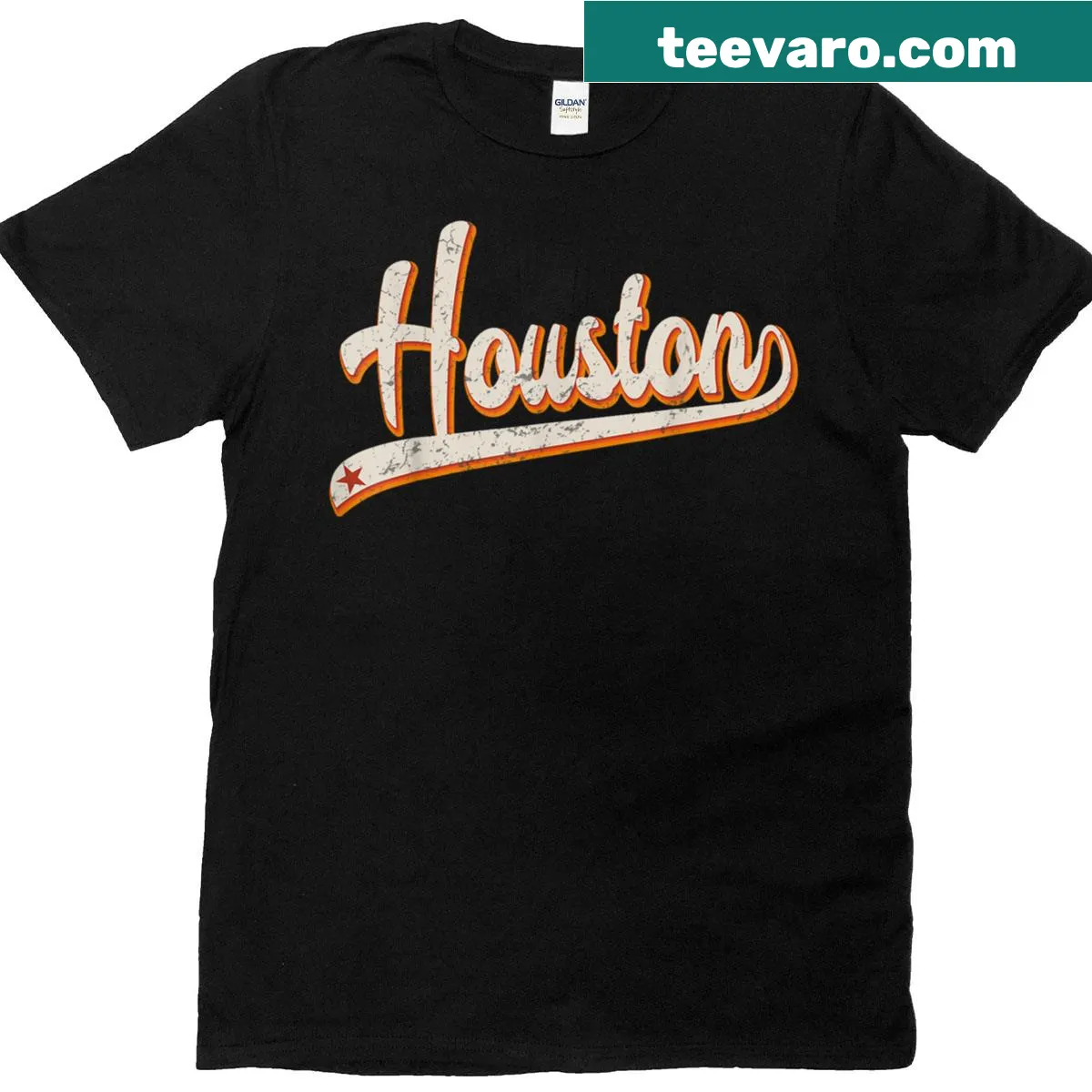 Retro vintage Houston Texas graphic on a t-shirt — on a men's t-shirt