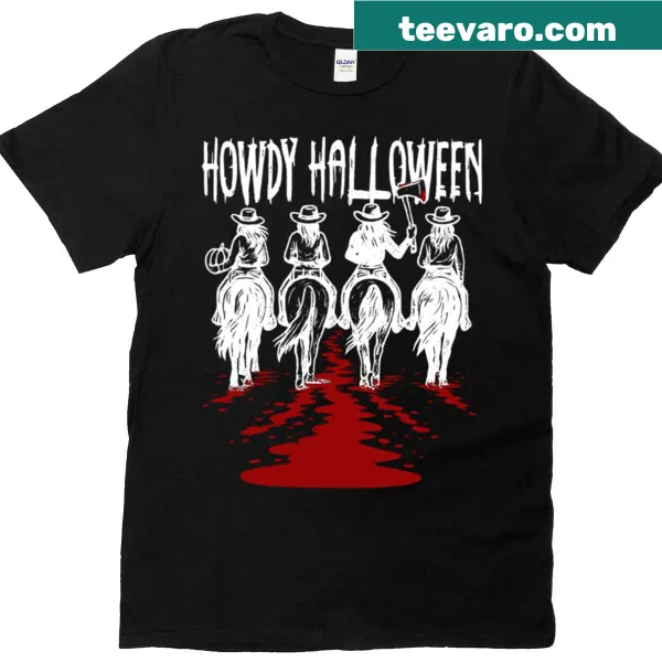 Retro cowgirl Halloween t-shirt with playful graphics